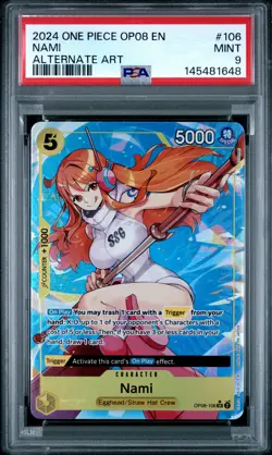 PSA 9 MINT One Piece TCG Two Legends #OP08-106 Nami Alt Art - Image 1