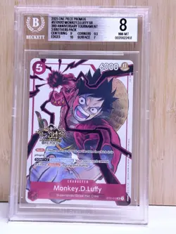 One Piece MONKEY.D.LUFFY SR 3RD ANNIVERSARY 2025 ONE PIECE PROMOS #ST0101 BGS 8 - Image 1
