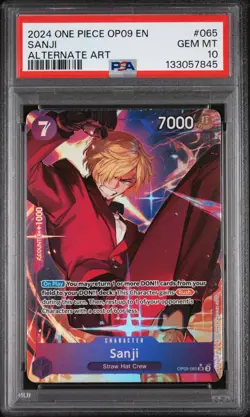 2024 ONE PIECE OP09-EMPERORS IN THE NEW WORLD ALTERNATE ART #065 SANJI PSA 10 - Image 1