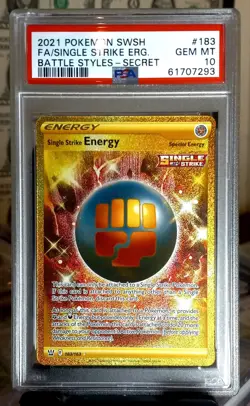 Single Strike Energy 2021 Pokemon Battle Styles FA Secret 183 - PSA 10 🔥 - Image 1