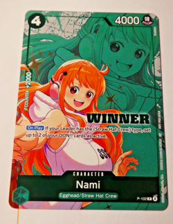 One Piece Card English Holo Carte Nami P-102 Winner En - Image 1