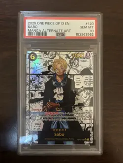 PSA 10 Sabo OP13-120 Manga Alt Art Carrying on His Will ONE PIECE Card English - Image 1