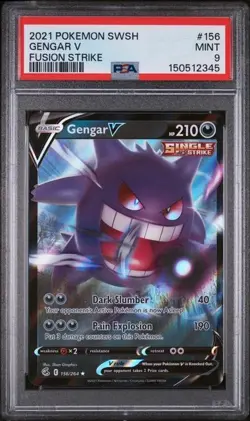 PSA 9 Gengar V #156 Fusion Strike 2021 Ultra Rare Holo MINT - Image 1