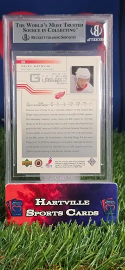 2001-02 UD Pavel Datsyuk Young Guns SP RC Hobby Opp In Background BGS 9 Red Wing - Image 2