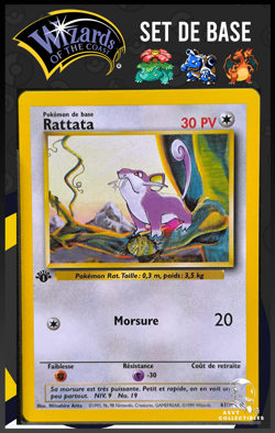 Carte Pokemon Rattata 61/102 Edition 1 Ed 1 Set De Base Wizards FR 2 - Image 1