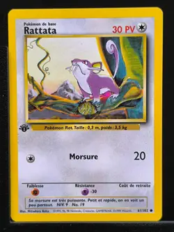 Carte Pokemon Rattata 61/102 Edition 1 Ed 1 Set De Base Wizards FR 2 - Image 2