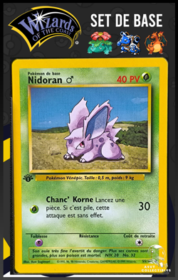 Carte Pokemon Nidoran 55/102 Edition 1 Ed 1 Set De Base Wizards FR 6 - Image 1