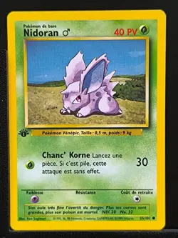 Carte Pokemon Nidoran 55/102 Edition 1 Ed 1 Set De Base Wizards FR 6 - Image 2