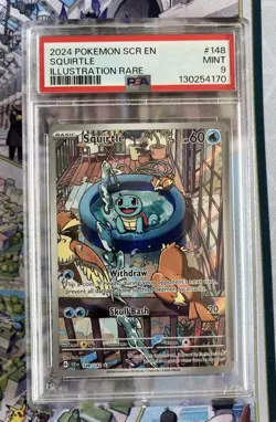 PSA 9 Pokemon Squirtle TCG Stellar Crown Illustration Rare Card 148/142 - Image 1