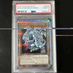 Blue-Eyes White Dragon Yugioh 2024 KC01-EN000 Quarter Century Secret Rare PSA 10 - Image 3