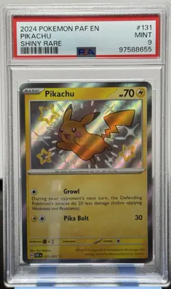 2024 POKEMON PAF ENGLISH PALDEAN FATES SHINY RARE #131 PIKACHU PSA 9 - Image 1