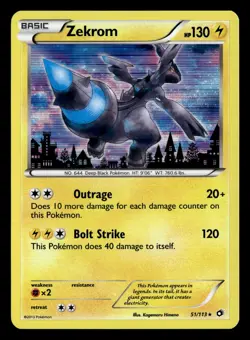 Zekrom 51/113 Holo Rare Legendary Treasures Pokemon Card - Image 2