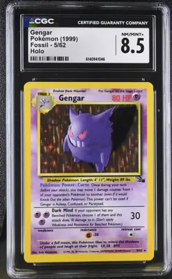 CGC 8.5 NM/MINT+ Gengar 5/62 Fossil Holo Pokemon Card - Image 1