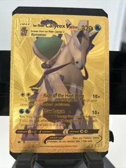 Calyrex VMAX Metal Gold Foil Pokemon Card Fan Art Display Card HP320 - Image 1