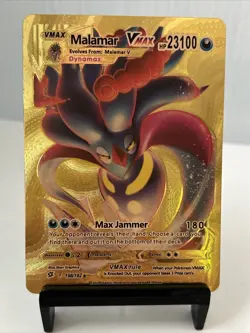 Malamar VMAX Metal Gold Foil Pokemon Card Fan Art Display Card HP23100 - Image 1