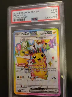 Pokemon Pikachu TCG EX Ultra Rare Holo Card 219/191 Surging Sparks PSA 9 - Image 2