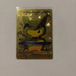 Pokemon Pikachu Mega Rayquaza 780hp Gold Foil Fan Art Card - Image 1