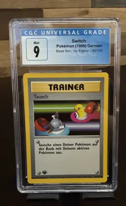 Pokemon Switch Base Set 1st Edition German 95/102 Regular CGC 9 Graded Card - Image 1