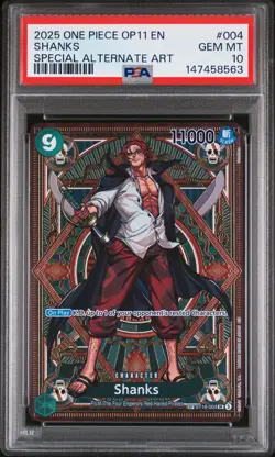 2025 ONE PIECE OP11-A FIST OF DIVINE SPEED SPECIAL ALTERNATE ART SHANKS PSA 10 - Image 1