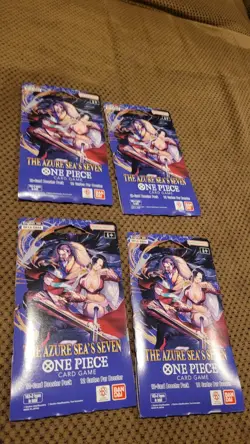 4X One Piece TCG: The Azure Sea's Seven Sleeved Booster OP-14 English Lot of 4 - Image 1