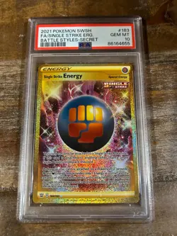 POKEMON 2021 Battle Styles Secret Rare Trainer SINGLE STRIKE ENERGY #183 PSA 10 - Image 1