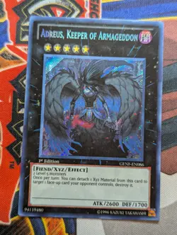 YuGiOh Adreus, Keeper of Armageddon Secret Rare GENF-EN086 LP/MP - Image 1