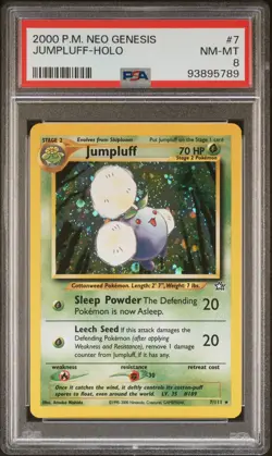 Pokemon Jumpluff 7/111 Neo Genesis Unlimited Holo Rare Graded PSA 8 - Image 1