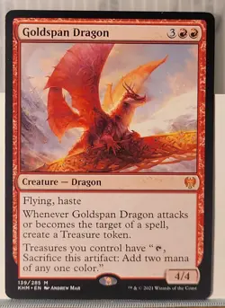 Mtg GOLDSPAN DRAGON NM KHM 139/285 -Argo- - Image 1