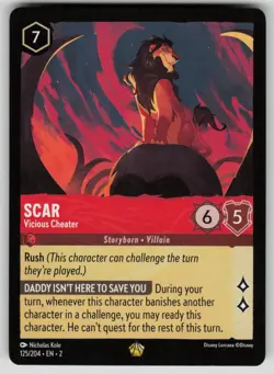 Scar - Vicious Cheater Cold Foil Rise of the Floodborn 125/204 Disney Lorcana NM - Image 1