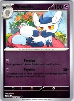 Meowstic 034/088 Uncommon Perfect Order Pokemon Reverse Holo Near Mint - Image 1