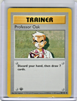 Pokemon TCG Professor Oak 88/102 Base Set 1st Edition Shadowless Vintage - Image 1