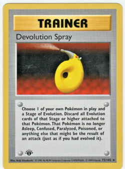 1999 Pokemon DEVOLUTION SPRAY Base Set 1ST EDITION Shadowless RARE 72/102 NM - Image 1