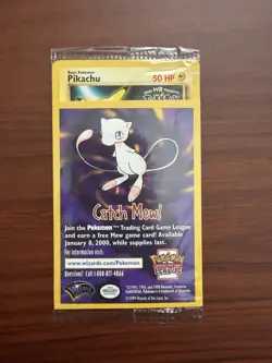 Pikachu Pokemon The First Movie Promo Card Sealed 1999 WB Gold Stamp Catch Mew - Image 1