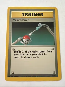 Pokemon Trainer Maintenance 083/102 Base Set Regular Vintage Card LP - Image 1