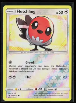 Fletchling 109/145 Common Reverse Holo Guardians Rising Pokemon NM - Image 1
