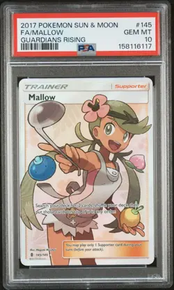 Pokemon PSA 10 Guardians Rising Mallow Full Art #145 - Image 1