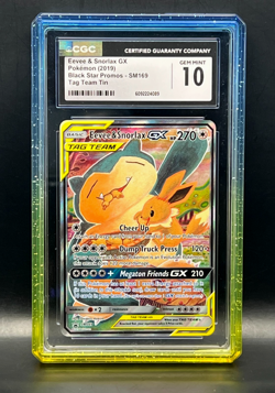 Eevee & Snorlax GX SM169 Black Star Promo 2019 Pokemon Tag Team Tin- CGC 10 - Image 1