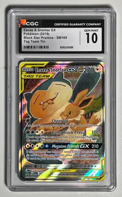 Eevee & Snorlax GX SM169 Black Star Promo 2019 Pokemon Tag Team Tin- CGC 10 - Image 2