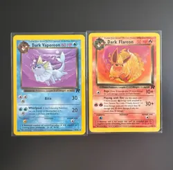 Pokemon TCG Team Rocket 2-Card Lot Dark Vaporeon 45/82 Dark Flareon 35/82 NM - Image 1