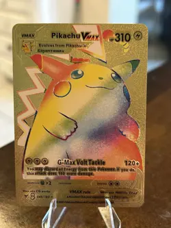 Pokemon Card Rainbow Pikachu VMAX Full Art Gold Foil Fan Art - Image 1