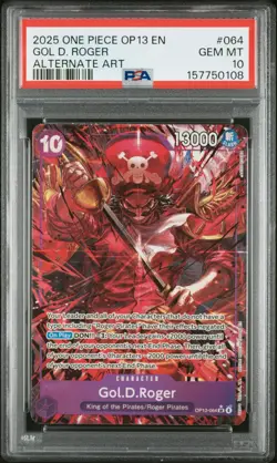 2025 One Piece EN OP13-064 Gol D.Roger Alternate Art PSA 10 GEM MINT - Image 1