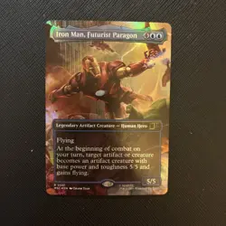 MTG Iron Man, Futurist Paragon Near Mint Borderless Commander: Marvel Super Foil - Image 1