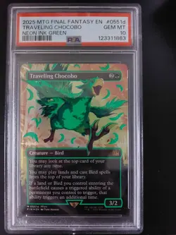 MTG Traveling Chocobo (Borderless) (Neon Ink Green) Final Fantasy Foil PSA 10 - Image 1