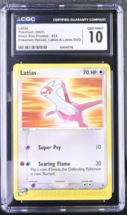 CGC 10 GEM MINT Latias 014 Black Star Promos Pokemon Heroes: Dvd Pokemon Card - Image 1