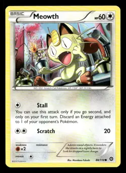 Meowth 88/114 Steam Siege NM/M Pokemon - Image 1