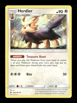 Herdier 104/149 SM Base Set NM/M Pokemon - Image 1