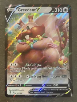 Greedent V 217/264 Fusion Strike Ultra Rare Holo Pokemon Card NM - Image 1