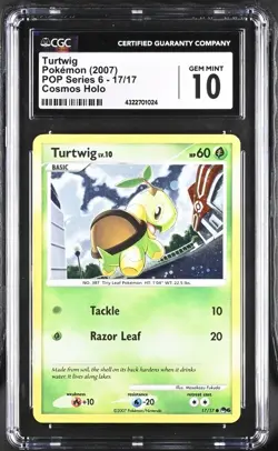 CGC 10 TURTWIG POP SERIES 6 17 COSMOS HOLO POKEMON 2007 - Image 1