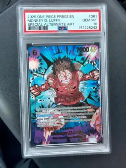 2025 One Piece PRB02 EN Monkey D Luffy Special Alternate Art #061 PSA 10 - Image 1