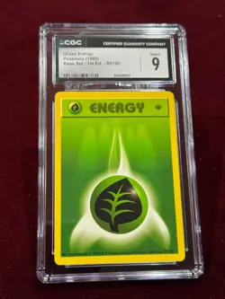 Pokemon 1st Edition Base Set Shadowless Grass Energy CGC 9 Mint - Image 1